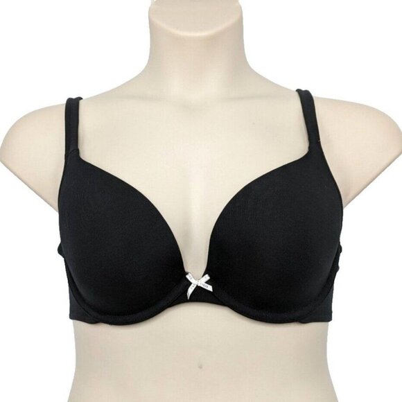 Lane Bryant Cacique Womens Bra Cotton Boost Plunge Size 42G Black Bow - Picture 8 of 8